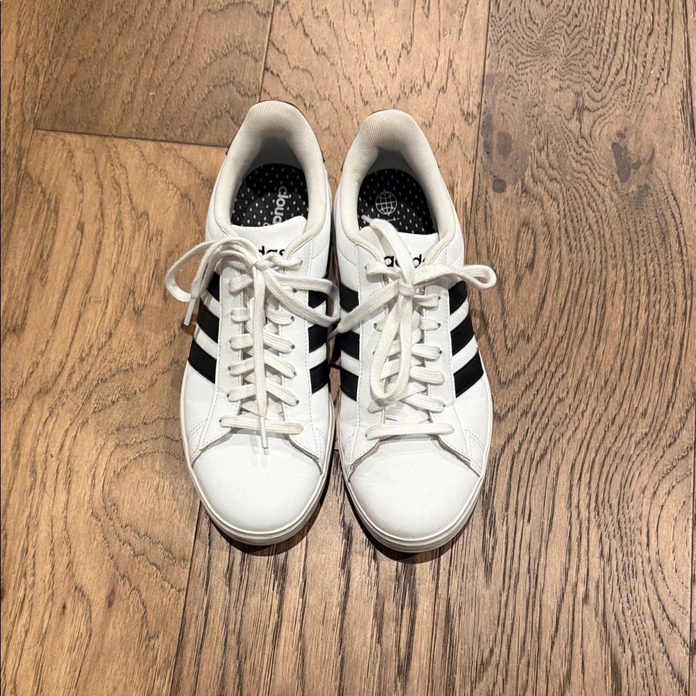 adidas Women's White Sneakers with Black Stripes